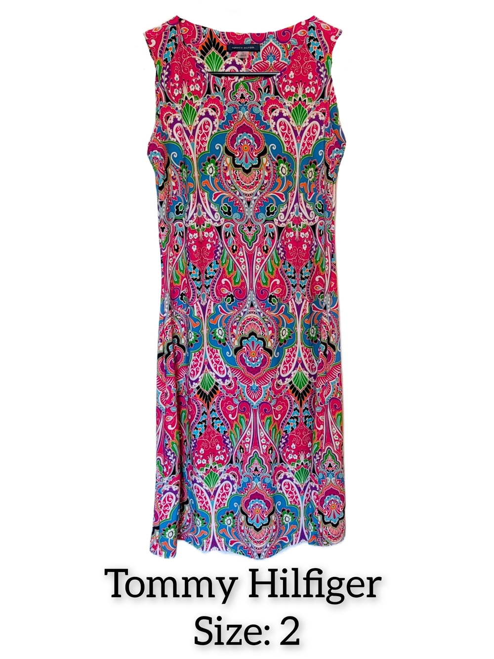 Tommy Hilfiger Pink Multicolor Paisley Sleeveless Dress
